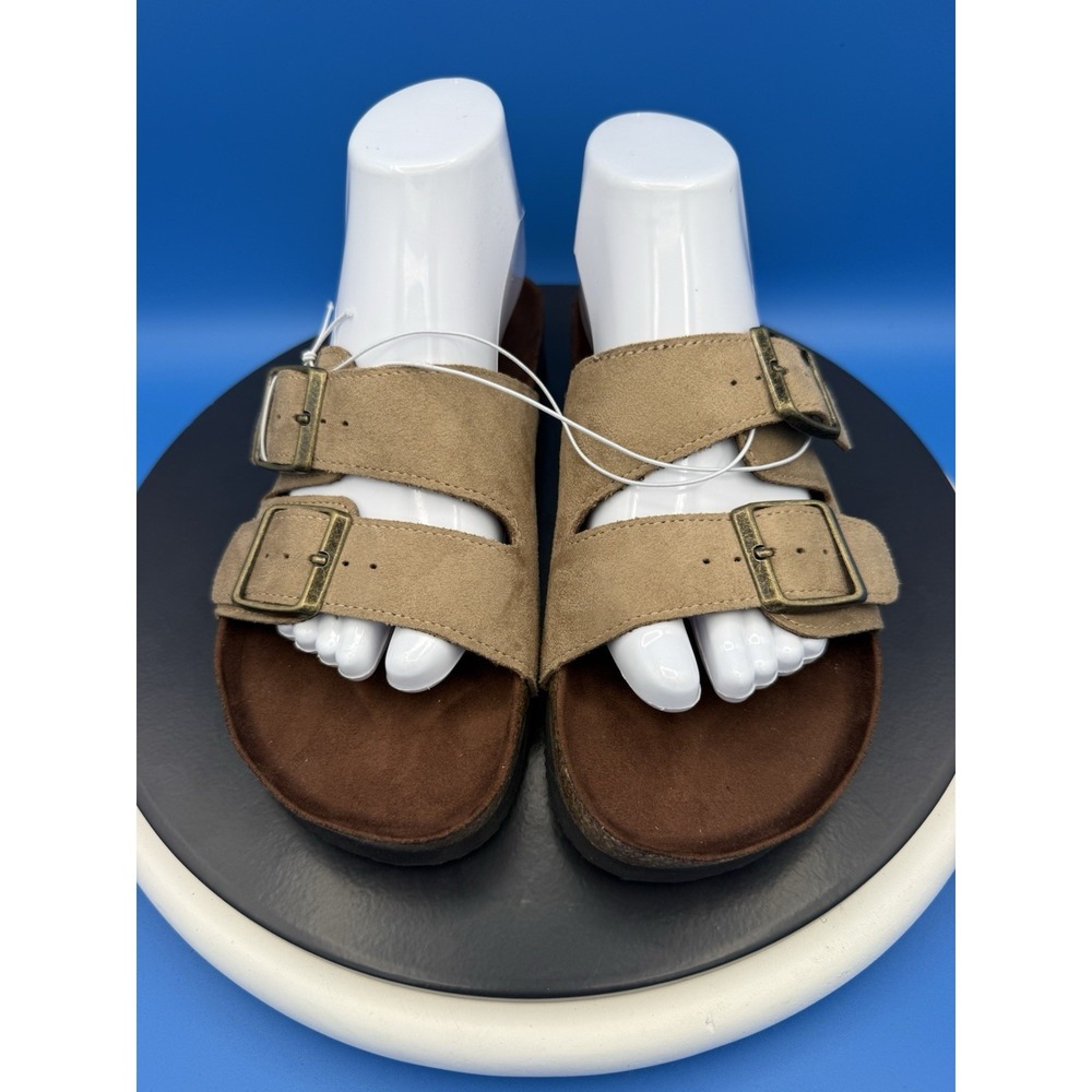 Cliffs by White Mountain Mens 7 Womens Size 8.5M Tan Two Strap Slip On Sandals - Picture 4 of 10